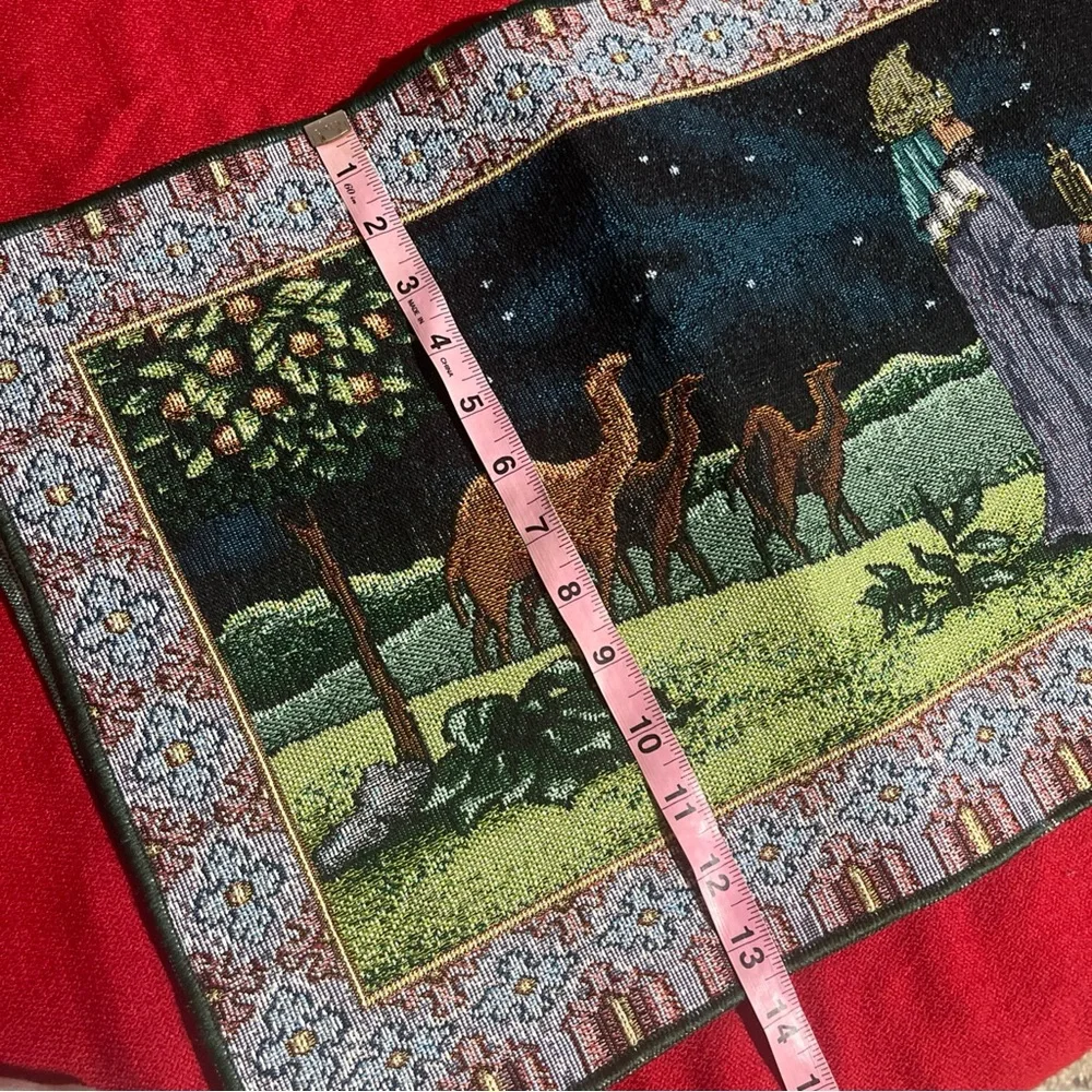 Vintage Christmas Nativity Tapestry Table Runner Manger,wise Men